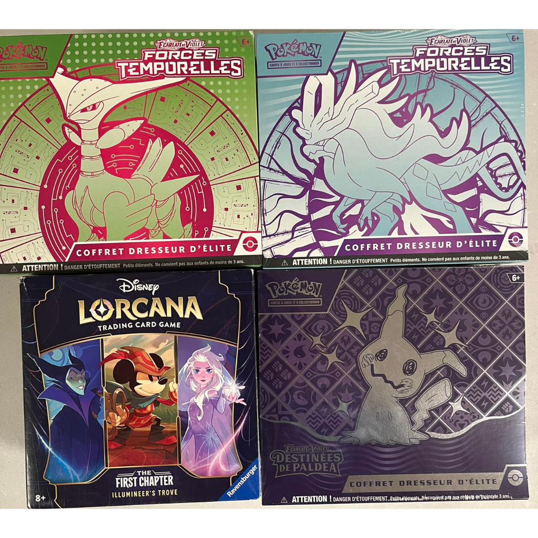AVEC DEFAUT : 2 ETB EV5 + 1 ETB EV4.5 + 1 ETB Lorcana chap 1 - FRANCAIS